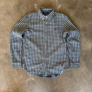 Polo Ralph Lauren Indigo Blue Checkered Flannel Button Up • Custom Fit • Size L